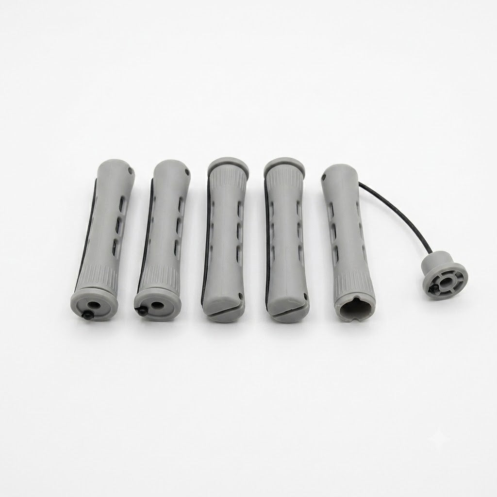 Close view of grey short cold wave rod