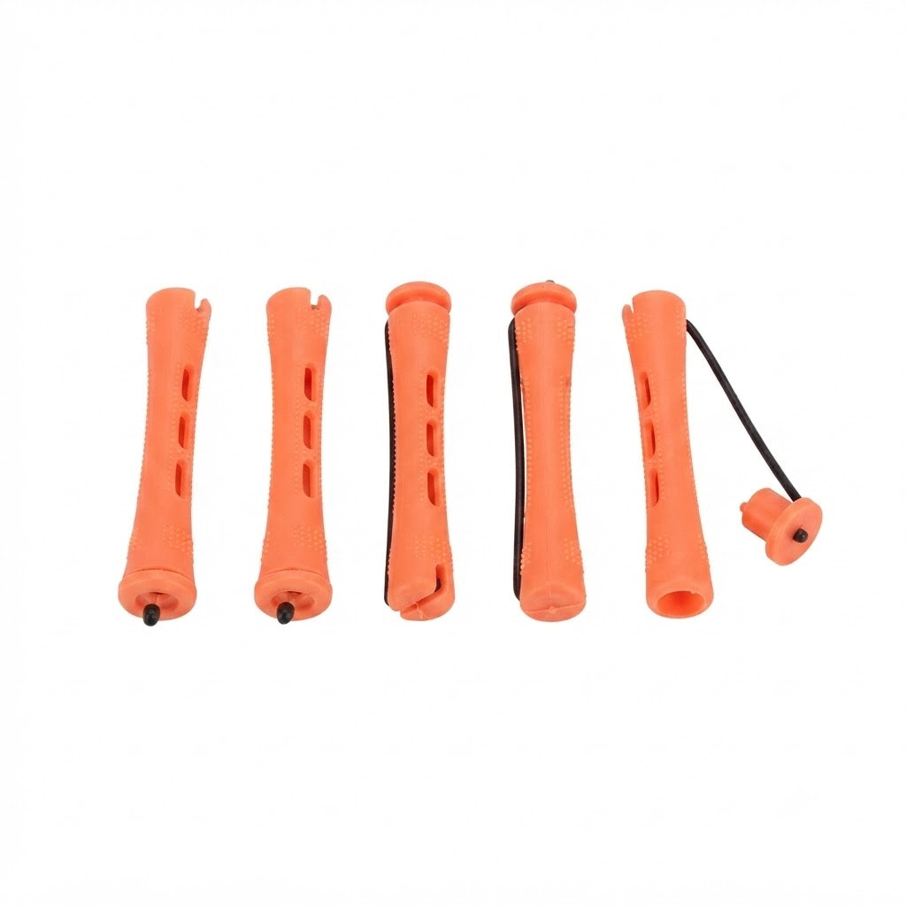 Close view of pink short cold wave rod