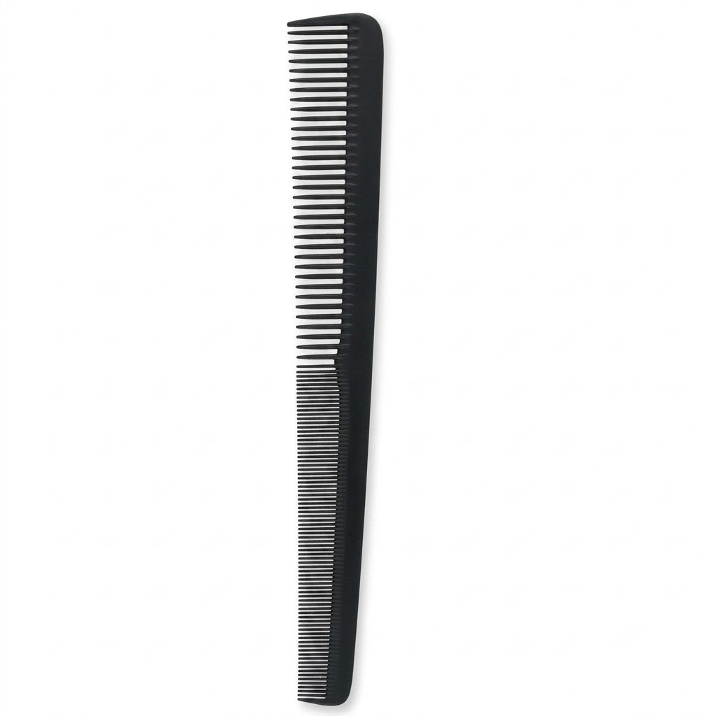 Black tapered barber comb 7 1/4 inch