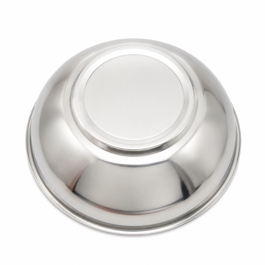 Stainless bowl shown from above