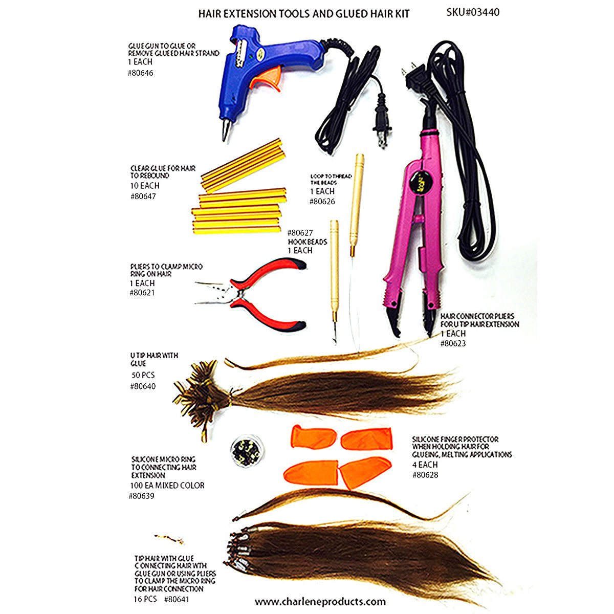 Glue-Gun Full Head Hair Extension Training Kit (#80652) – CharleneProducts