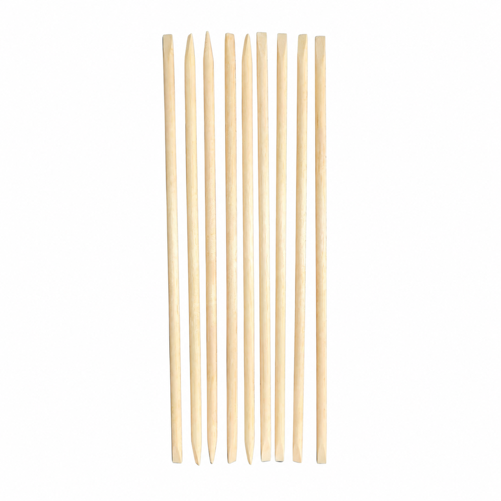 Close view of birchwood manicure stick ends