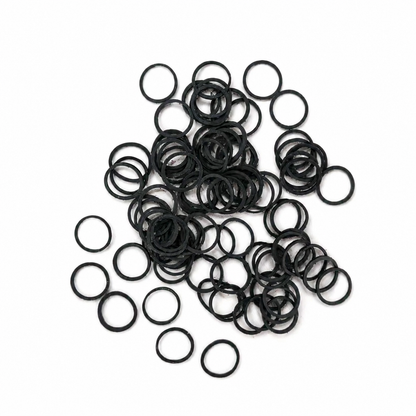 Black rubber bands shown in packaging