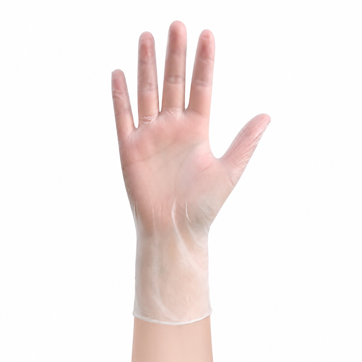 Pack of white powder-free vinyl gloves medium