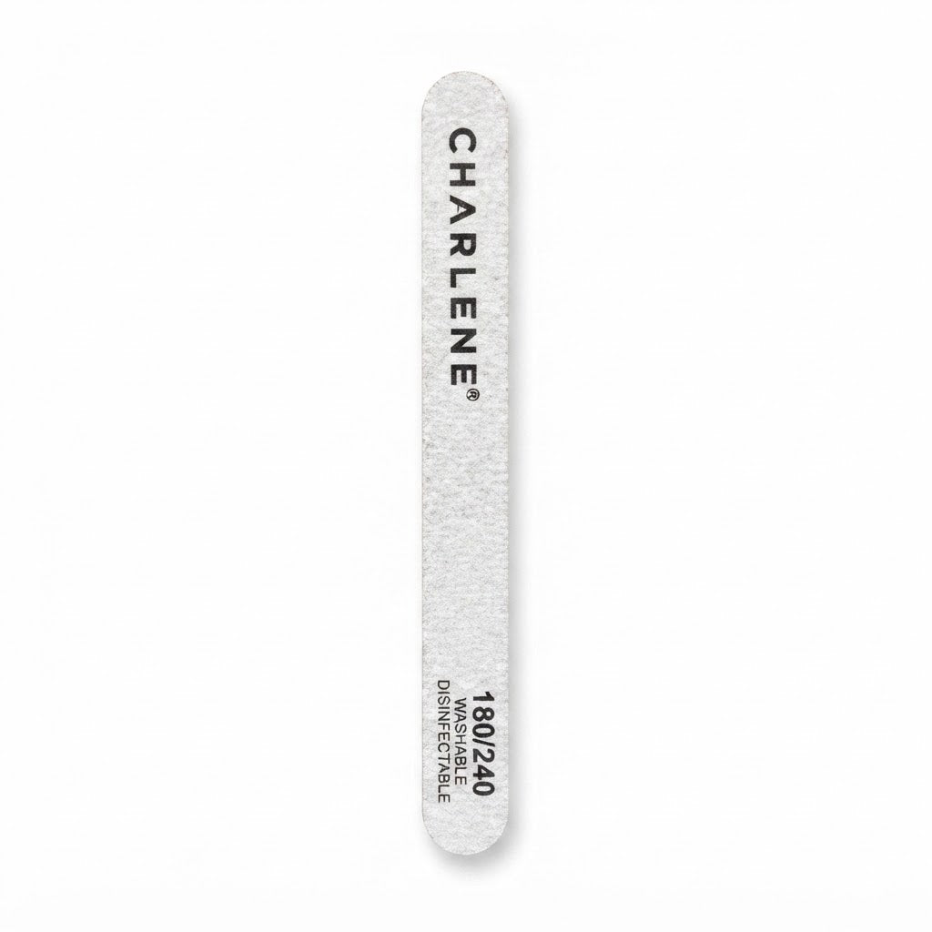Charlene pink cushion nail file, 180/240 grit