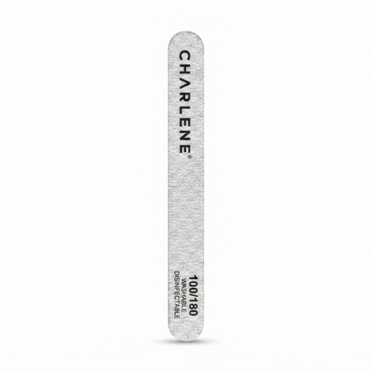 Charlene washable grey nail file, 100/180 grit