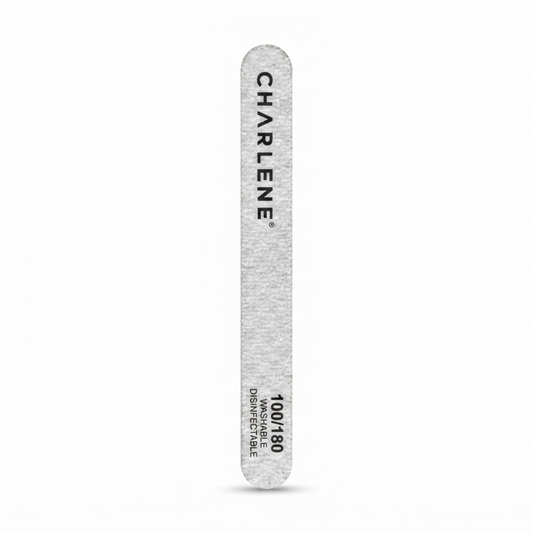 Charlene washable grey nail file, 100/180 grit