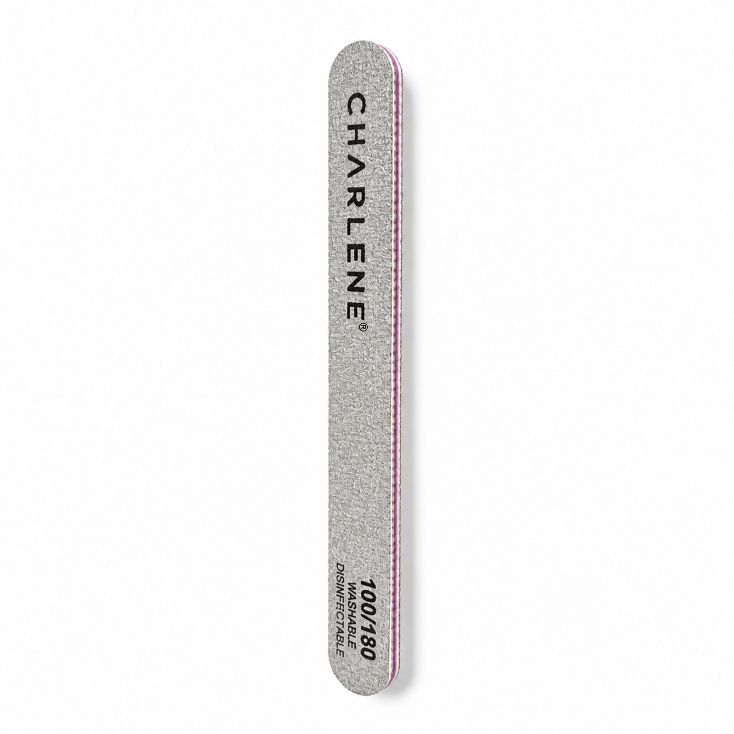 Charlene washable grey nail file 100/180 grit, alternate view