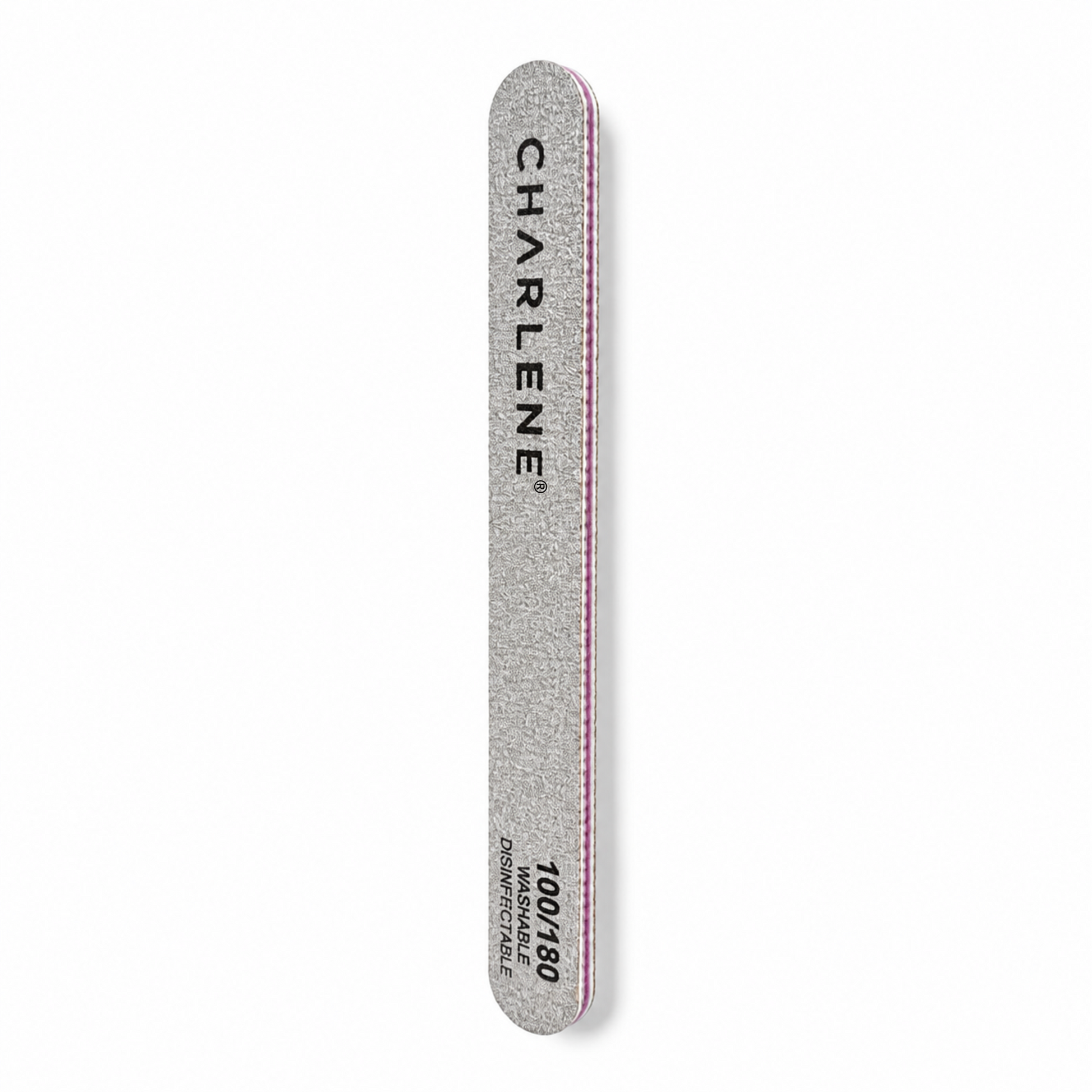 Charlene washable grey nail file 100/180 grit, alternate view