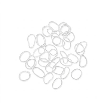 Clear rubber bands shown in packaging