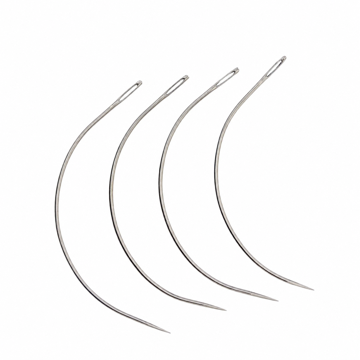 Curved weaving needle for hair extension sew-in