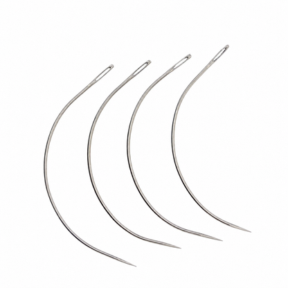 Curved weaving needle for hair extension sew-in