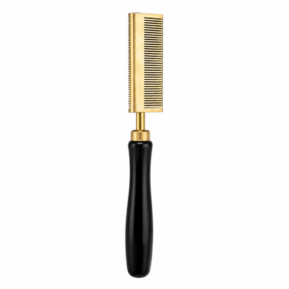 Close view of double press comb teeth