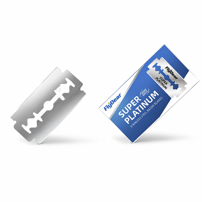 Single stainless razor blade close up