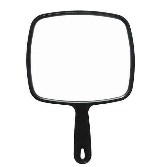Black framed handheld salon mirror 9 by 12 inch