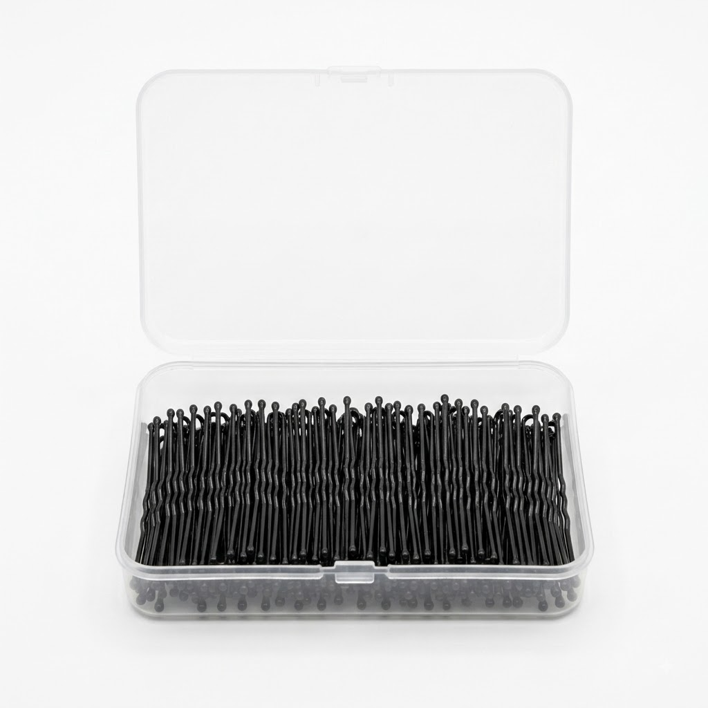Hair pins shown in open box