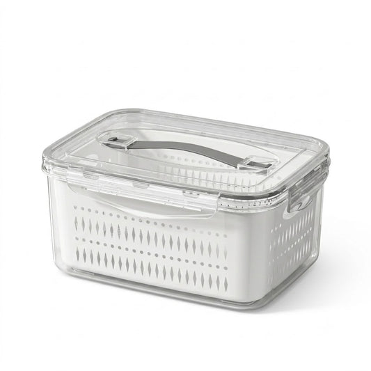 Charlene storage container with locking lid and basket