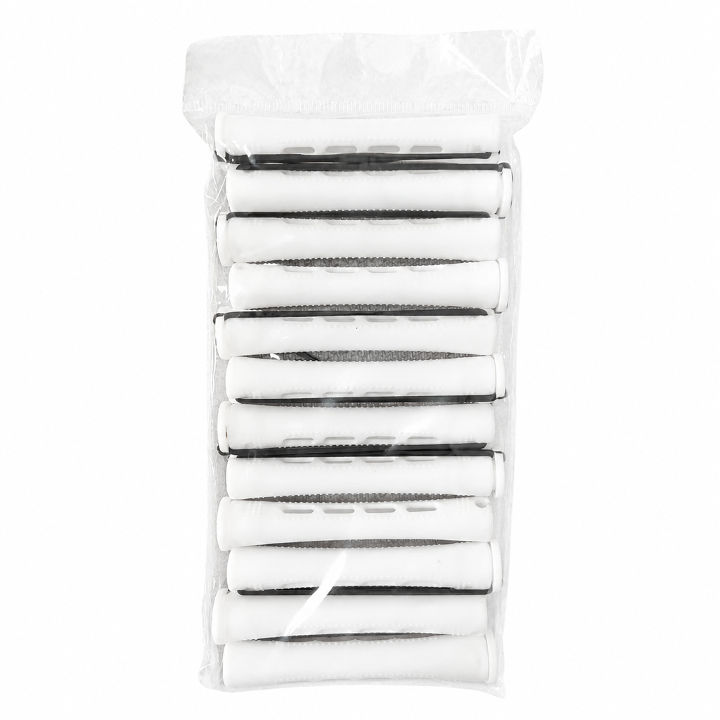 White long cold wave perm rods 7/16 inch 12 pack