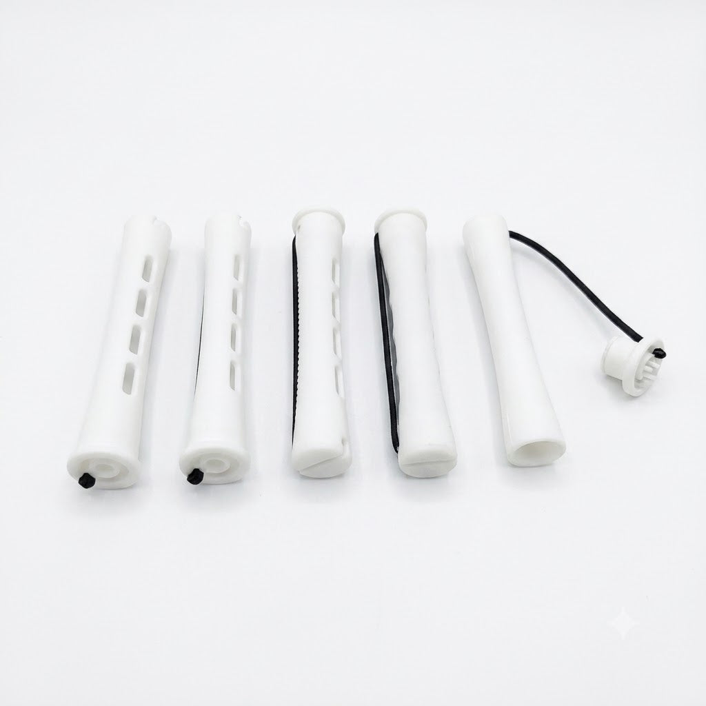 Close view of white long cold wave rod