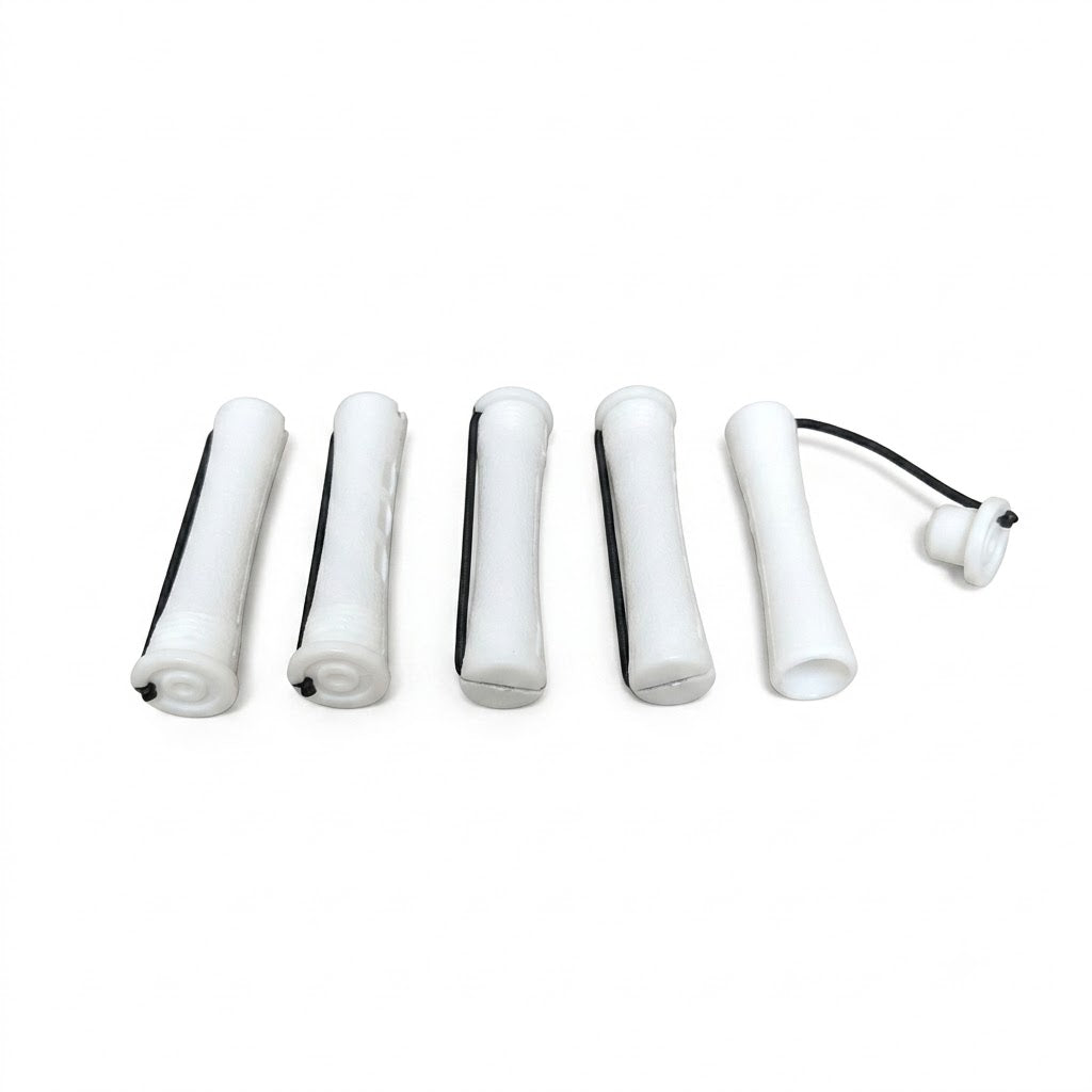 Close view of white short cold wave rod