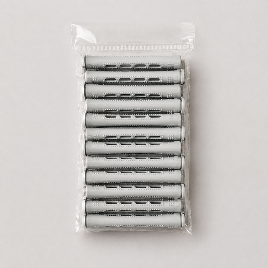 Grey long cold wave perm rods 3/8 inch 12 pack