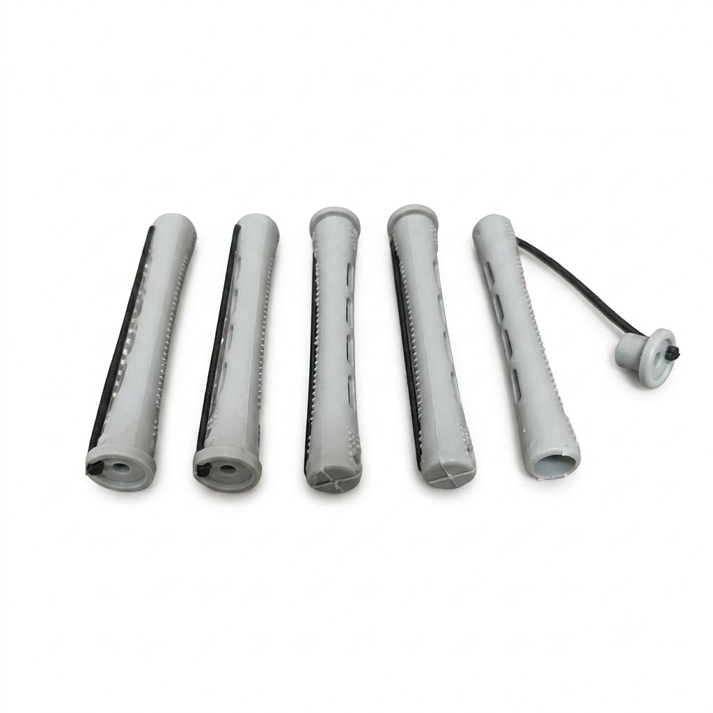 Close view of grey long cold wave rod