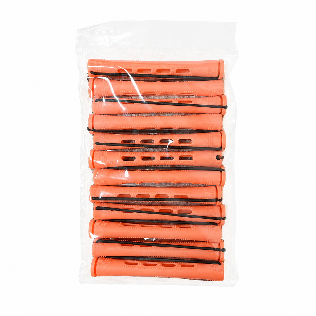 Pink long cold wave perm rods 5/16 inch 12 pack