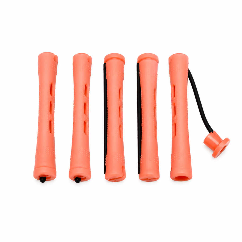 Close view of pink long cold wave rod