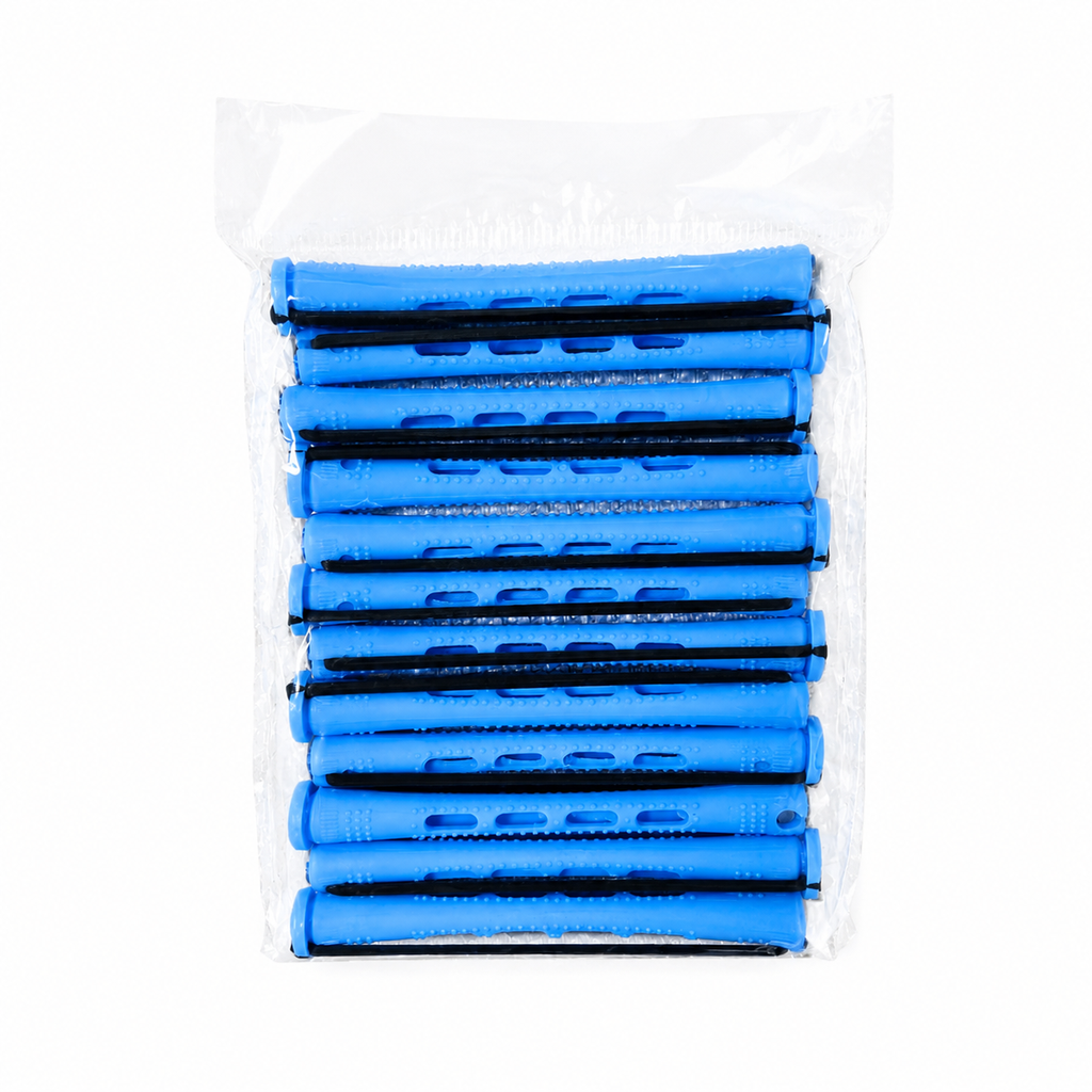 Blue long cold wave perm rods 1/4 inch 12 pack