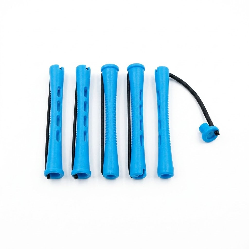 Close view of blue long cold wave rod