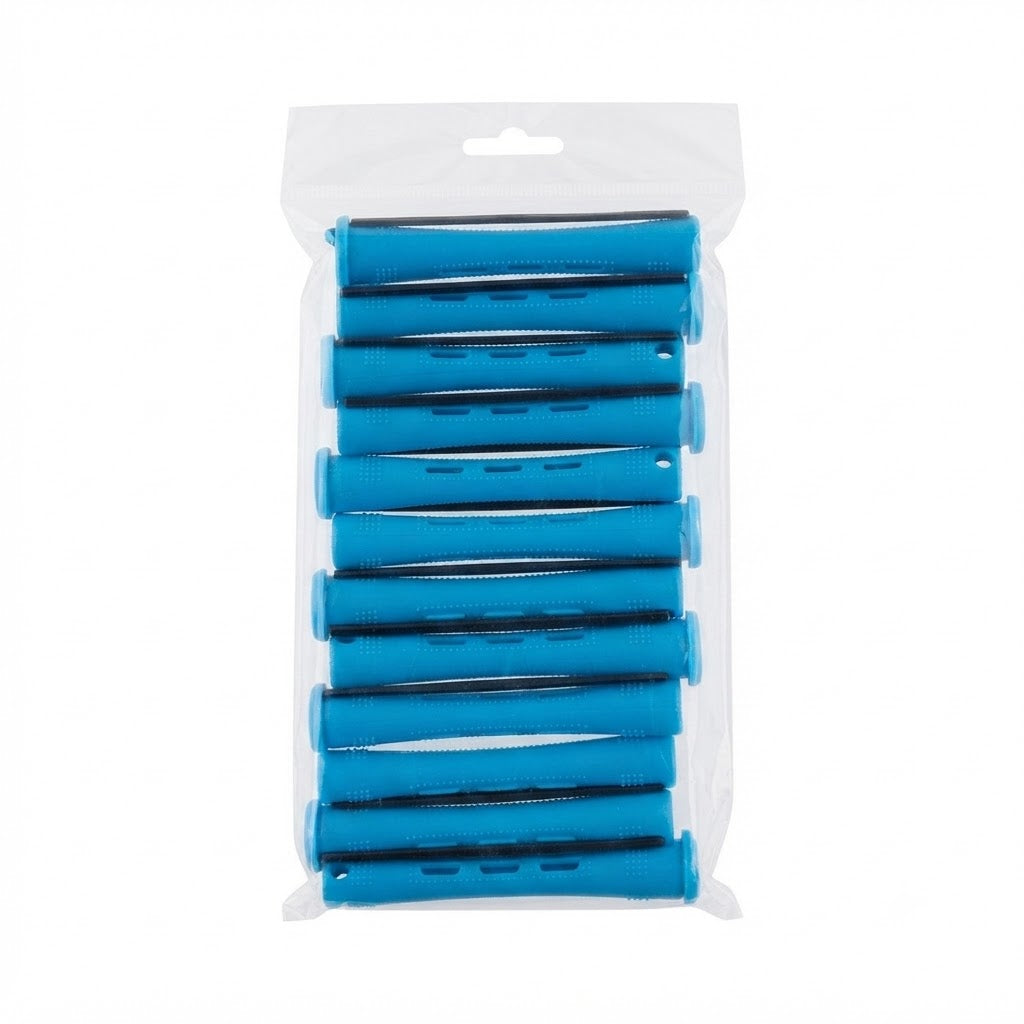 Blue short cold wave perm rods 1/4 inch 12 pack