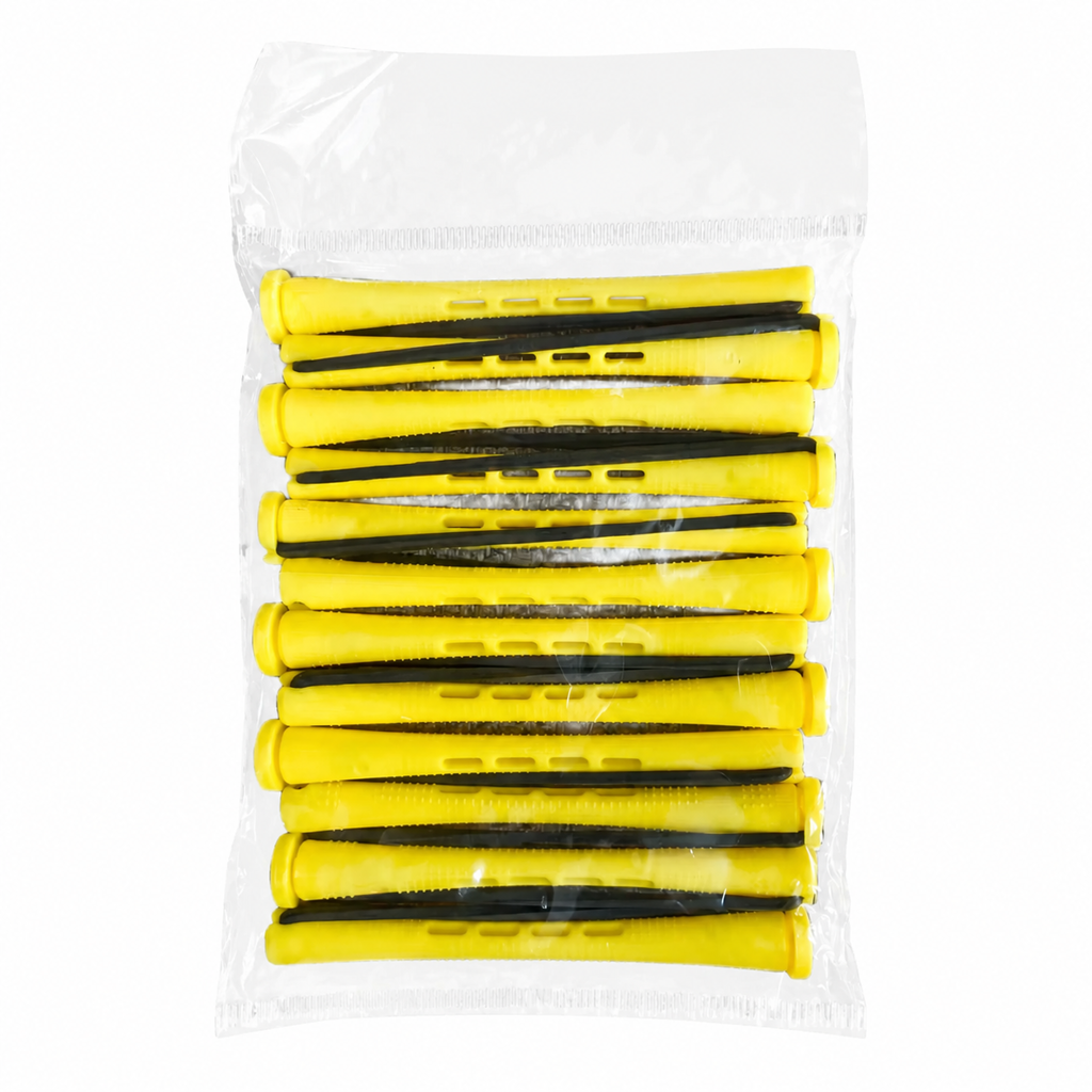Yellow long cold wave perm rods 3/16 inch 12 pack