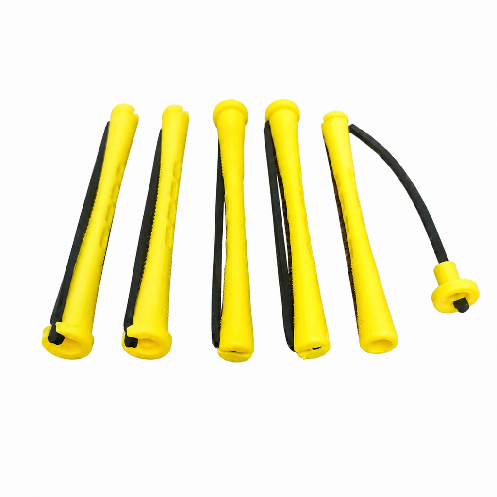 Close view of yellow long cold wave rod