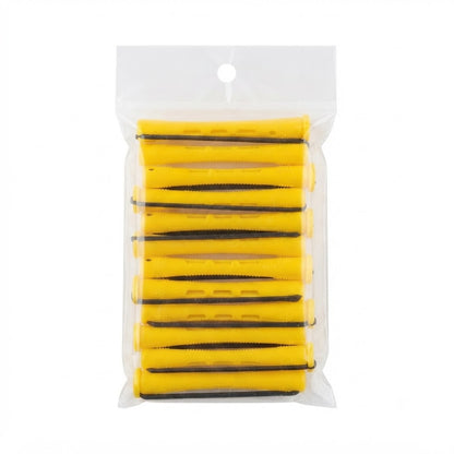 Yellow short cold wave perm rods 3/16 inch 12 pack