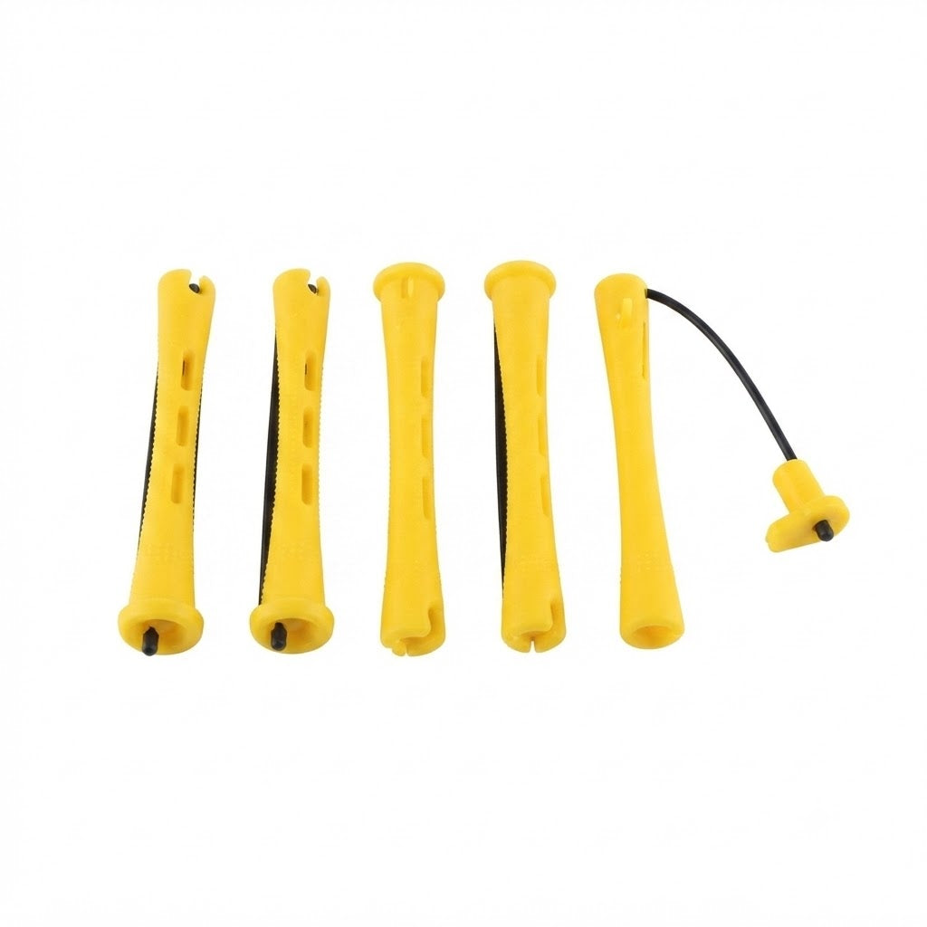 Close view of yellow short cold wave rod