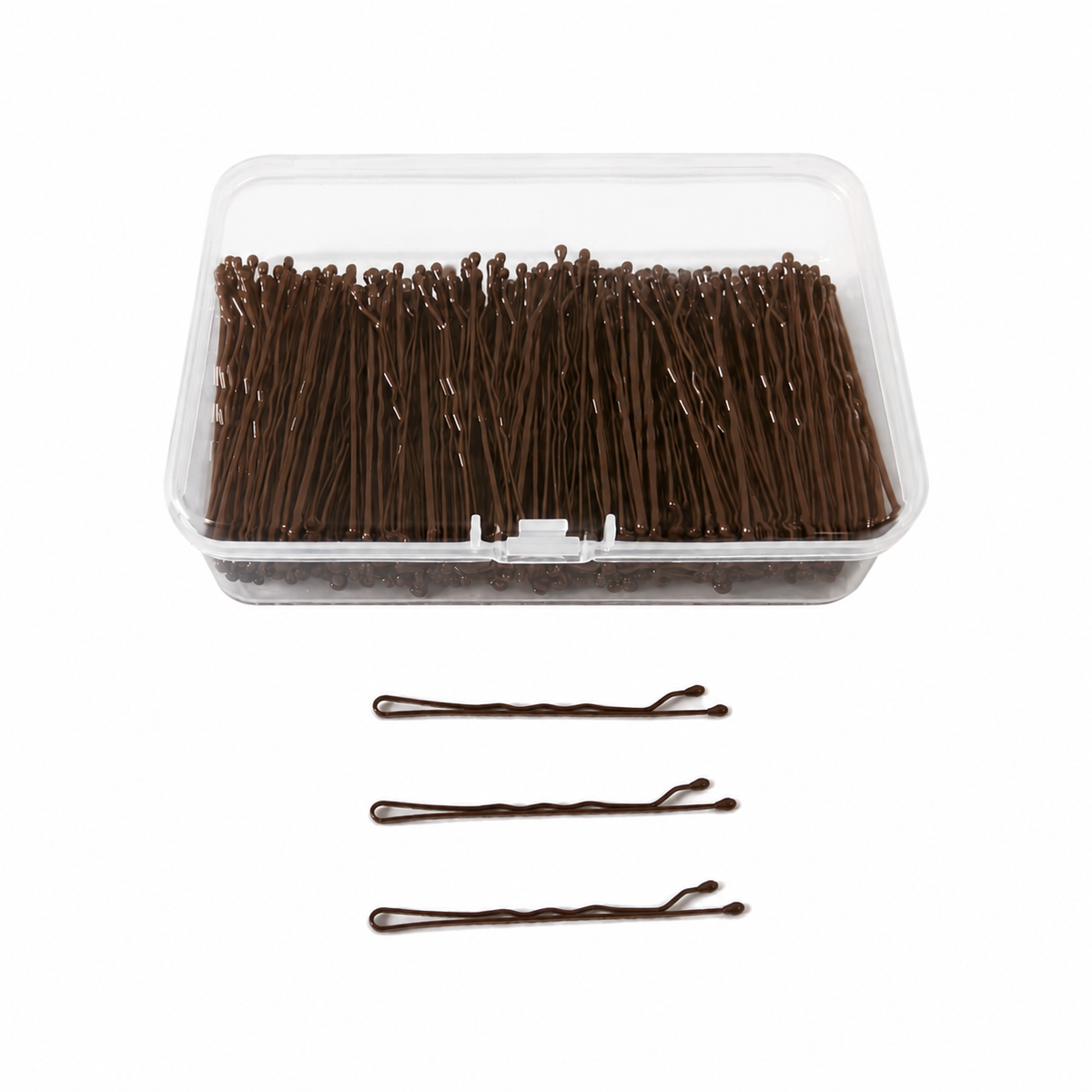 Loose bronze bobby pins showing rippled leg