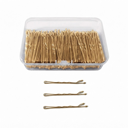 Loose blonde bobby pins showing rippled leg