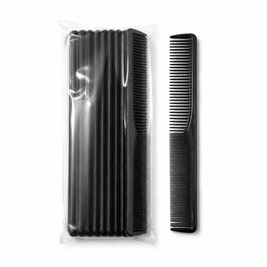 Charlene 7 inch styling combs, black, 12 pack