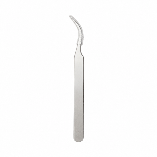 Curved tip stainless steel tweezers