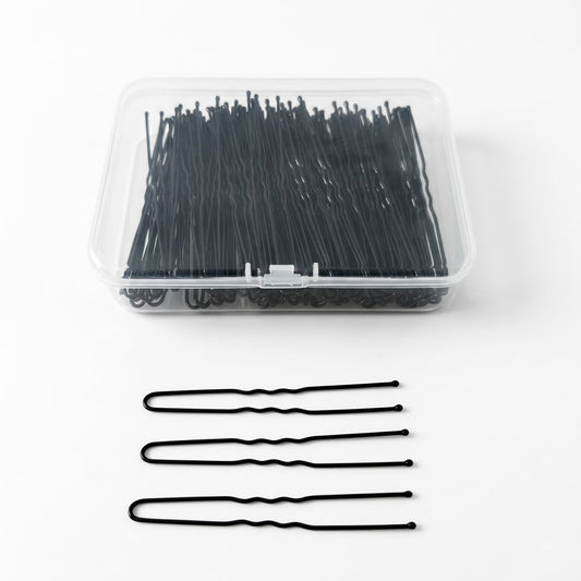 Loose long black hair pins