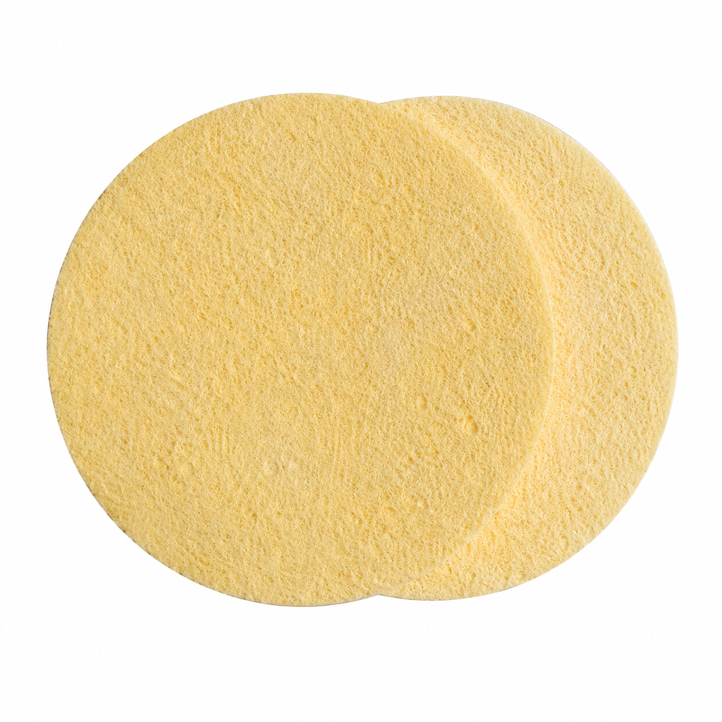 Cellulose sponge shown compressed flat
