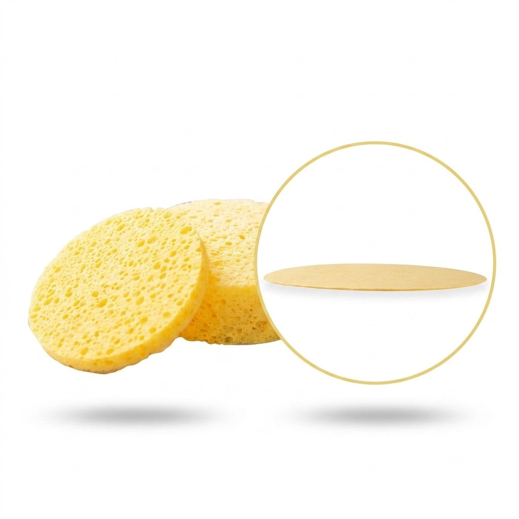 Two cellulose facial sponges side by side