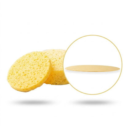 Two cellulose facial sponges side by side