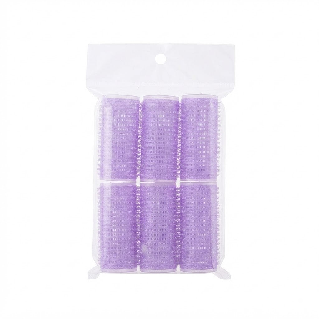 Pink self grip rollers grouped