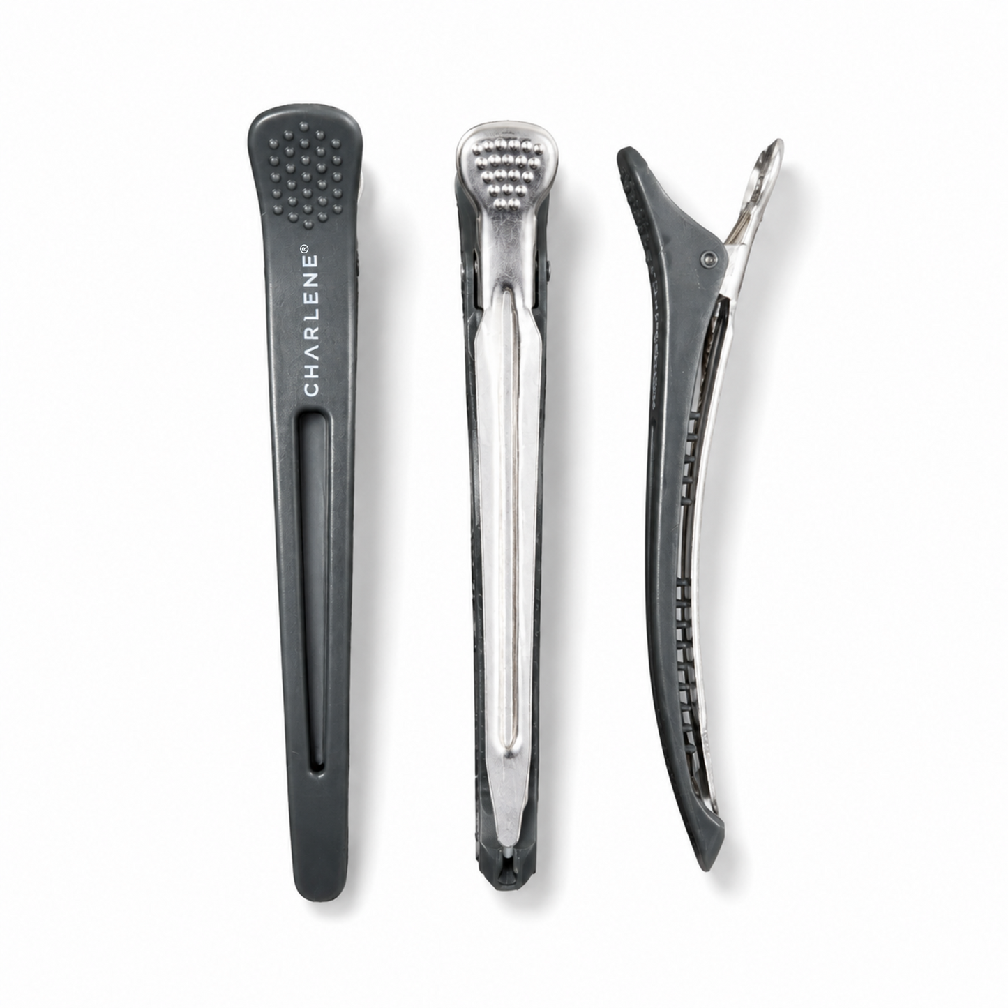 Charlene rubberized grip clip jaw detail