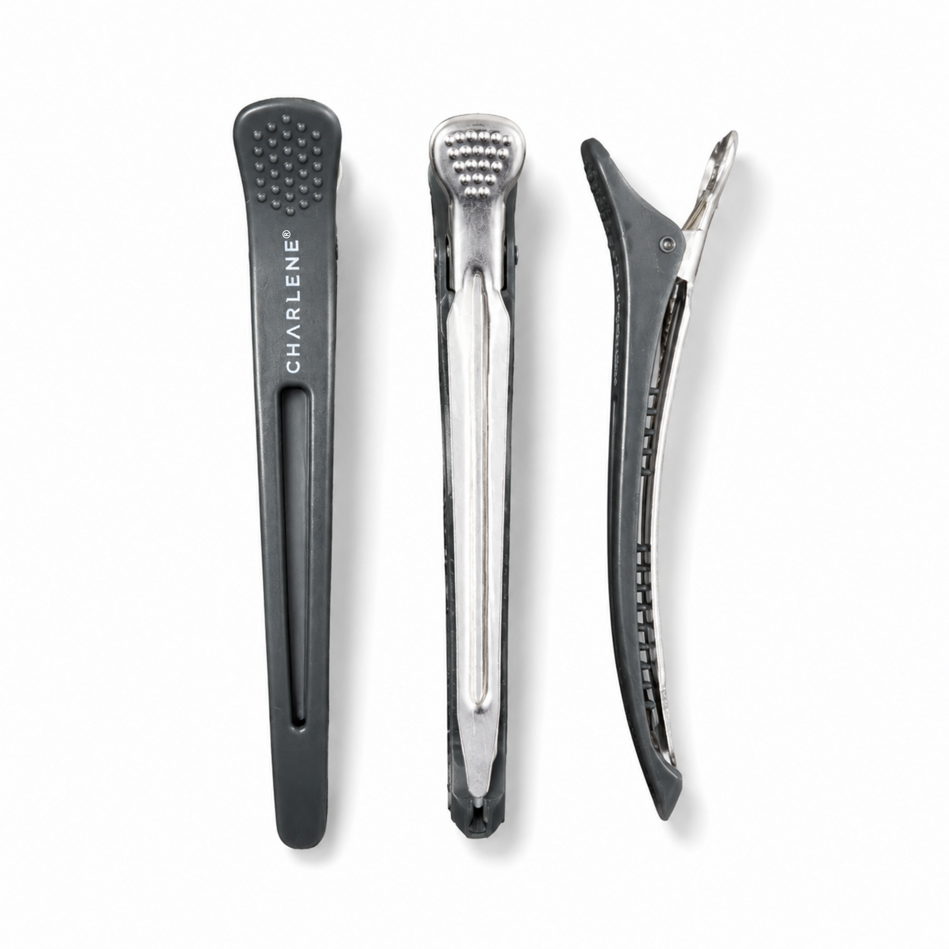 Charlene rubberized grip clip jaw detail