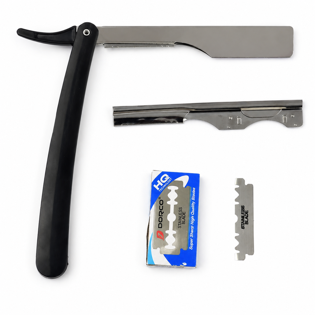 Straight razor shown open with blade