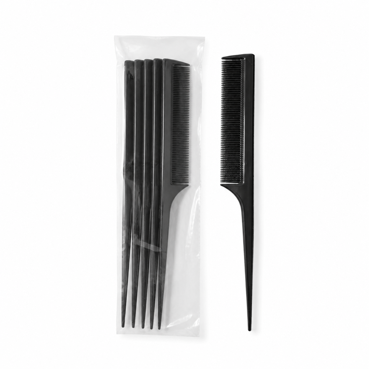 Charlene rat tail combs, 8.5 inch, 5 pack set